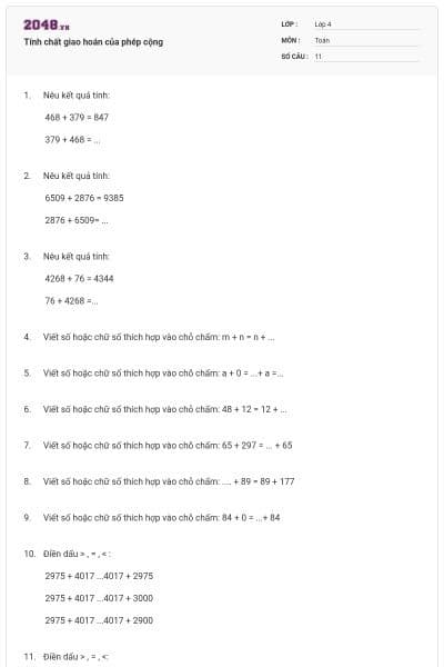 Tính chất giao hoán của phép cộng