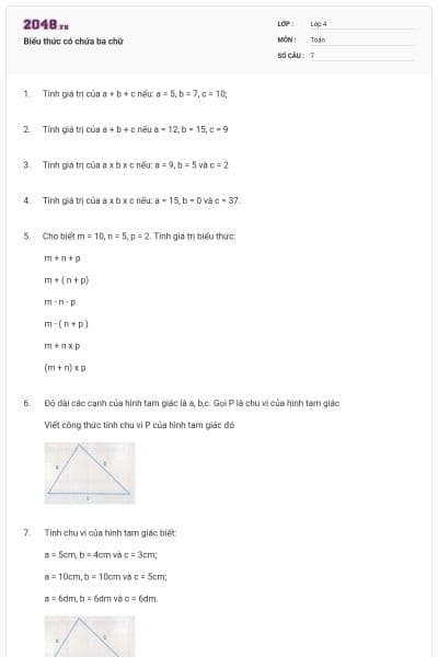 Biểu thức có chứa ba chữ