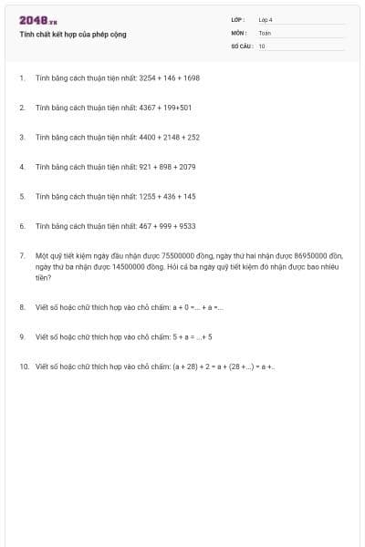 Tính chất kết hợp của phép cộng