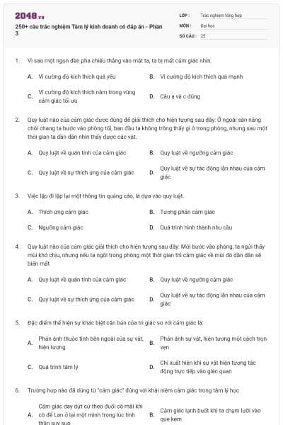 250+ câu trắc nghiệm Tâm lý kinh doanh có đáp án - Phần 3