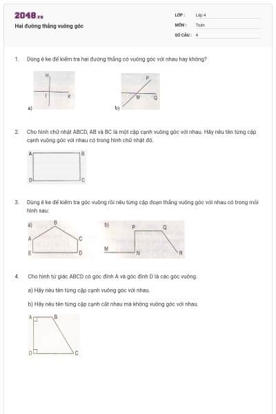 Hai đường thẳng vuông góc