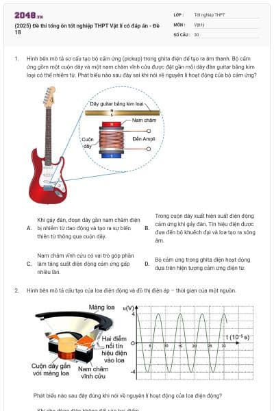 (2025) Đề thi tổng ôn tốt nghiệp THPT Vật lí có đáp án - Đề 18