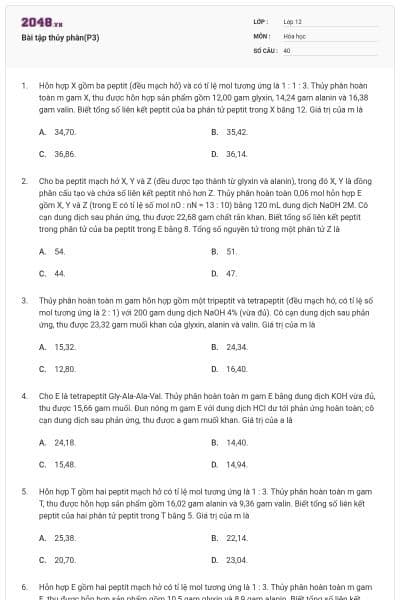 Bài tập thủy phân(P3)