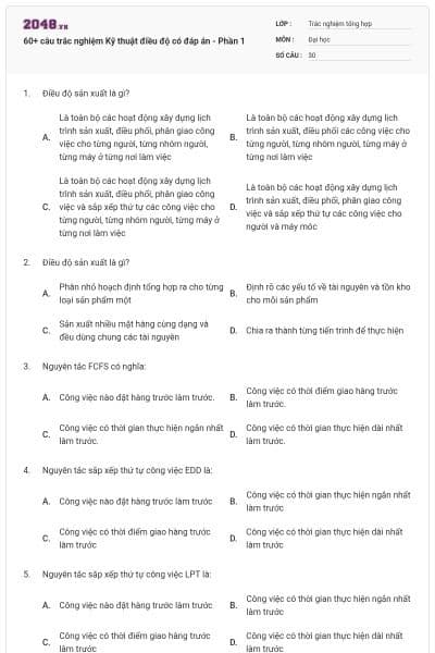 60+ câu trắc nghiệm Kỹ thuật điều độ có đáp án - Phần 1