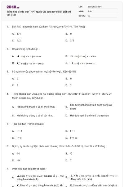 Tổng hợp đề thi thử THPT Quốc Gia cực hay có lời giải chi tiết (P2)
