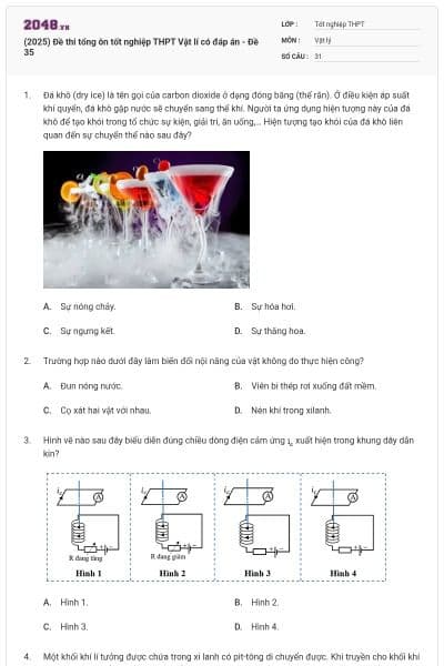 (2025) Đề thi tổng ôn tốt nghiệp THPT Vật lí có đáp án - Đề 35