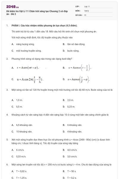 Đề kiểm tra Vật Lí 11 Chân trời sáng tạo Chương 2 có đáp án - Đề 2