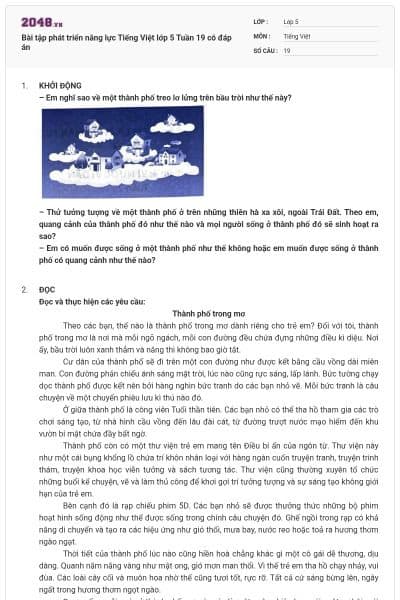 Bài tập phát triển năng lực Tiếng Việt lớp 5 Tuần 19 có đáp án