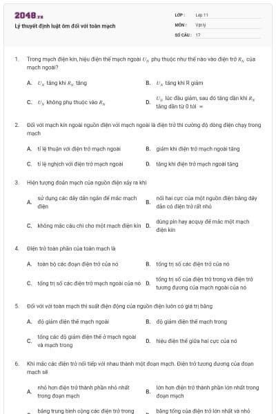 Lý thuyết định luật ôm đối với toàn mạch