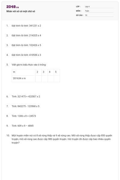 Nhân với số có một chữ số