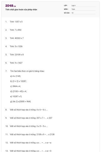 Tính chất giao hoán của phép nhân