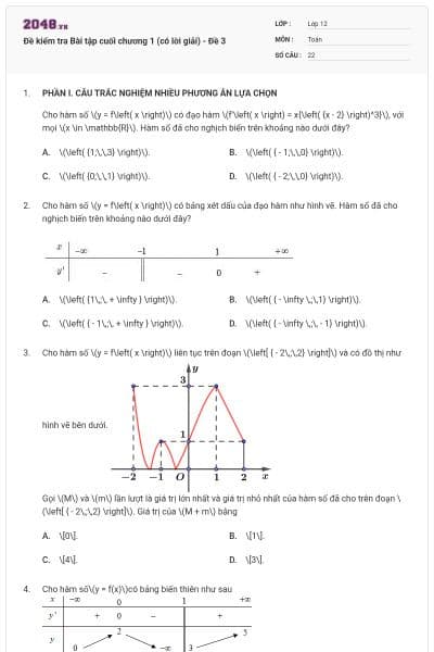 Đề kiểm tra Bài tập cuối chương 1 (có lời giải) - Đề 3