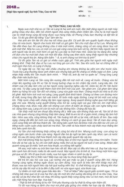 (Ngữ liệu ngoài sgk) Sự tích Trầu, Cau và Vôi