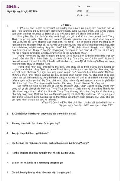 (Ngữ liệu ngoài sgk) Nỏ Thần