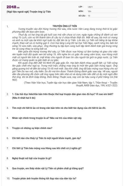 (Ngữ liệu ngoài sgk) Truyện ông Lý Tiến