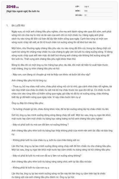 (Ngữ liệu ngoài sgk) Ba lưỡi rìu