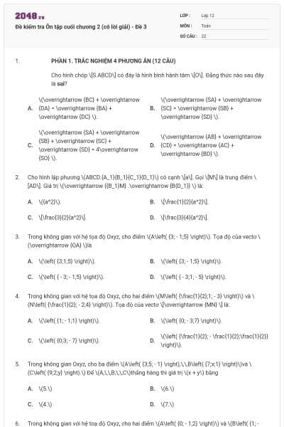 Đề kiểm tra Ôn tập cuối chương 2 (có lời giải) - Đề 3