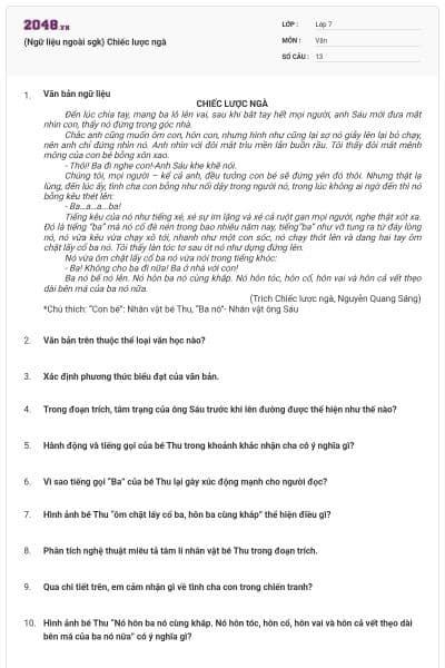 (Ngữ liệu ngoài sgk) Chiếc lược ngà