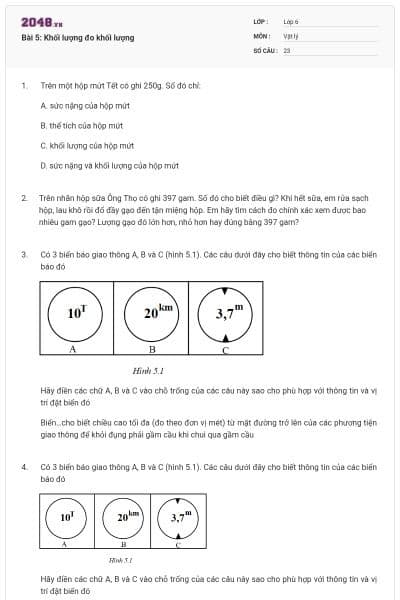Bài 5: Khối lượng đo khối lượng