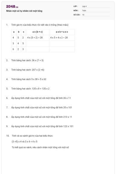 Nhân một số tự nhiên với một tổng