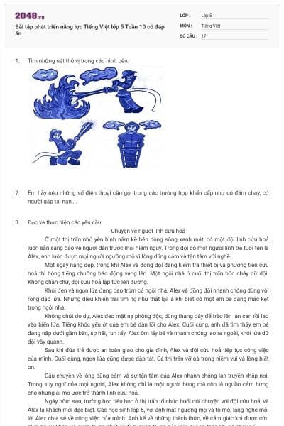 Bài tập phát triển năng lực Tiếng Việt lớp 5 Tuần 10 có đáp án