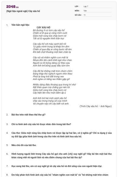 (Ngữ liệu ngoài sgk) Cây xấu hổ