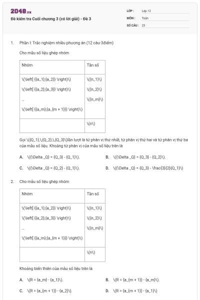 Đề kiểm tra Cuối chương 3 (có lời giải) - Đề 3