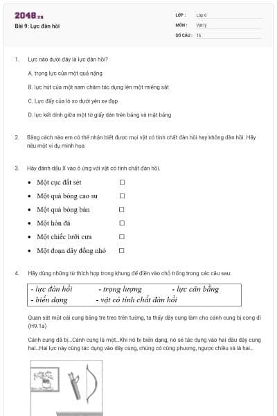 Bài 9: Lực đàn hồi