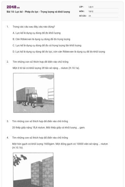 Bài 10: Lực kế - Phép đo lực - Trọng lượng và khối lượng