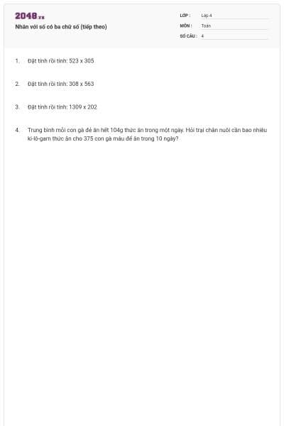 Nhân với số có ba chữ số (tiếp theo)