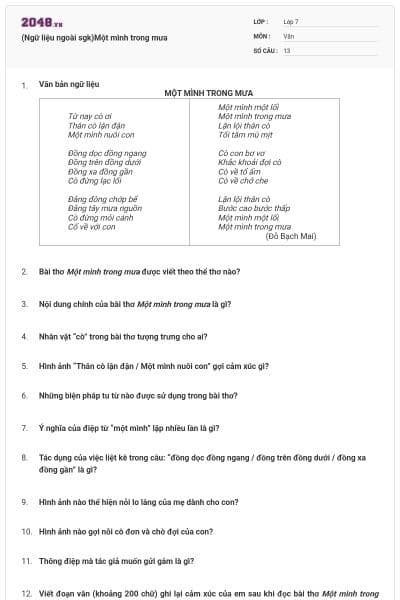 (Ngữ liệu ngoài sgk)Một mình trong mưa