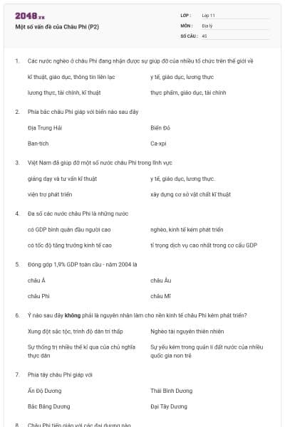 Một số vấn đề của Châu Phi (P2)