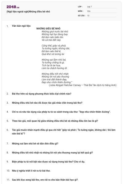 (Ngữ liệu ngoài sgk)Những điều bé nhỏ