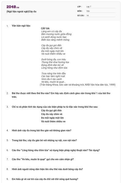 (Ngữ liệu ngoài sgk)Cây đa