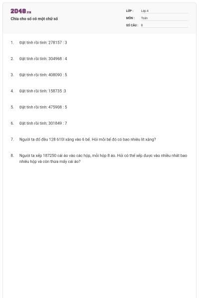 Chia cho số có một chữ số