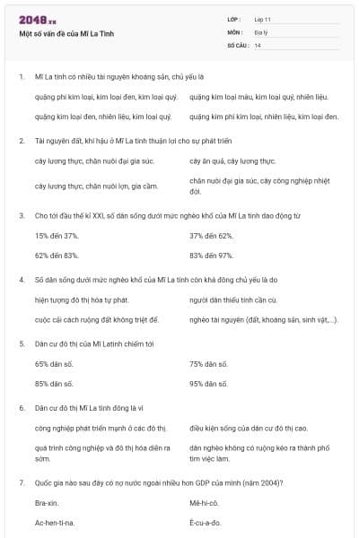 Một số vấn đề của Mĩ La Tinh