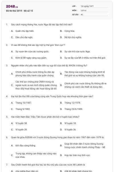 Đề thi thử 2019 - Đề số 15