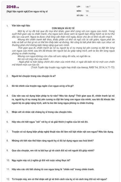 (Ngữ liệu ngoài sgk)Con ngựa và kỵ sĩ