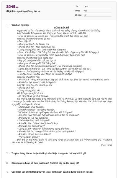 (Ngữ liệu ngoài sgk)Bông lúa mì