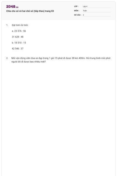 Chia cho số có hai chữ số (tiếp theo) trang 83