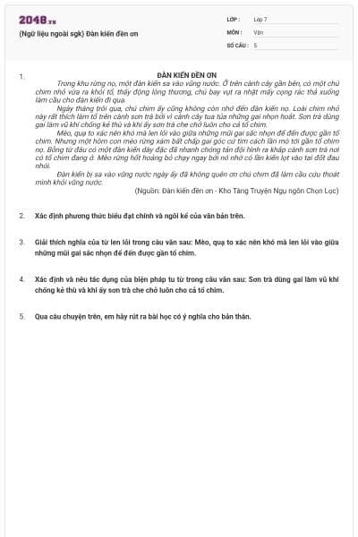 (Ngữ liệu ngoài sgk) Đàn kiến đền ơn