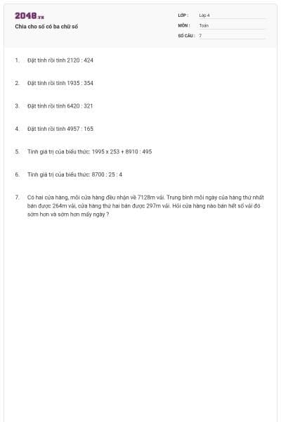 Chia cho số có ba chữ số