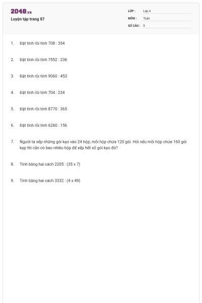 Luyện tập trang 87