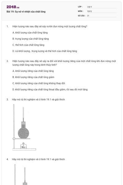 Bài 19: Sự nở vì nhiệt của chất lỏng