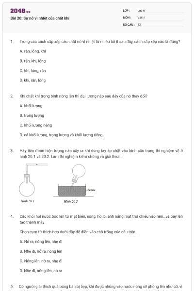 Bài 20: Sự nở vì nhiệt của chất khí