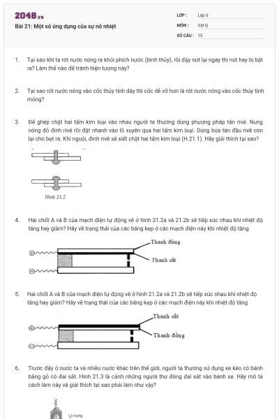 Bài 21: Một số ứng dụng của sự nở nhiệt