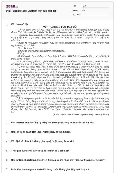 (Ngữ liệu ngoài sgk) Một trăm dặm dưới mặt đất