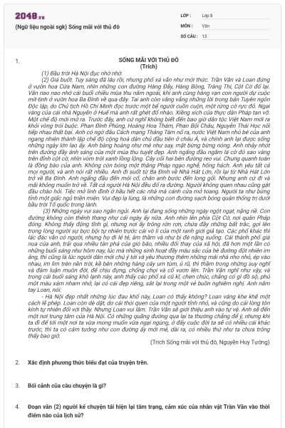 (Ngữ liệu ngoài sgk) Sống mãi với thủ đô