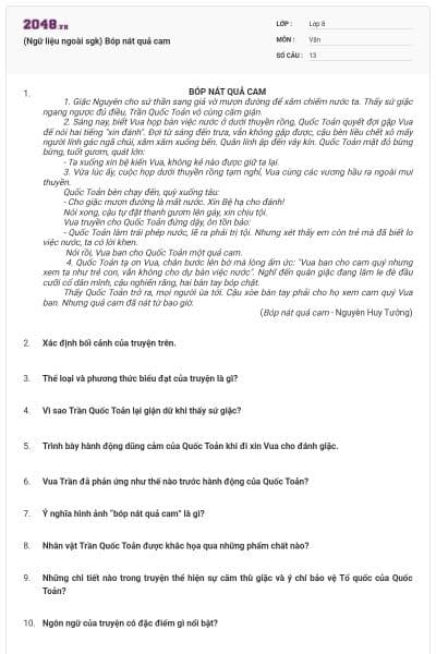 (Ngữ liệu ngoài sgk) Bóp nát quả cam