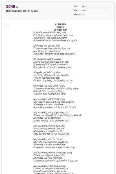 (Ngữ liệu ngoài sgk) Ai Tư vãn